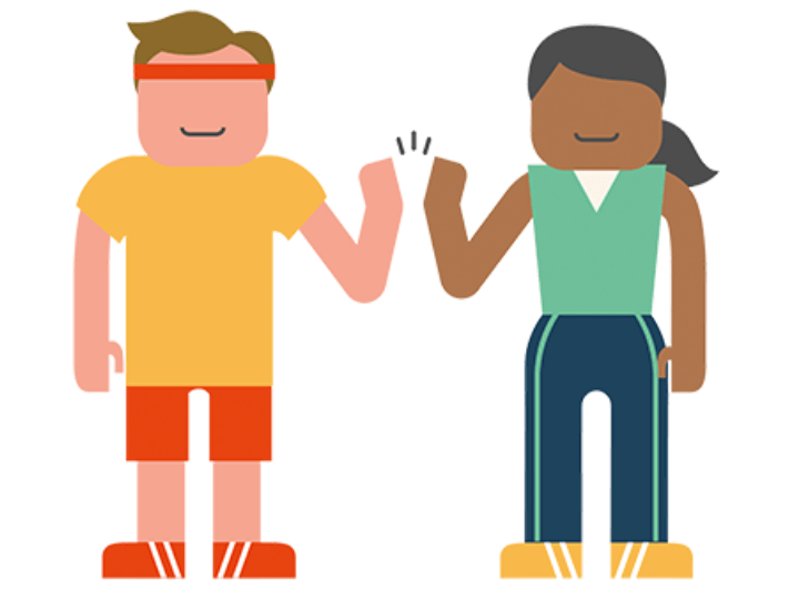 illustratie van twee personen die een high five geven bij sporten met parkinson