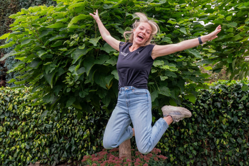 Sofie spring in de lucht